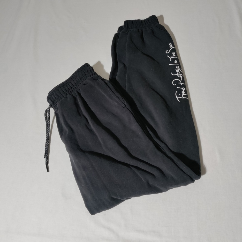 SALTY CREW Black Sweatpants  Find Refuge in the Sea Drawstring XS (24x27 Actual)